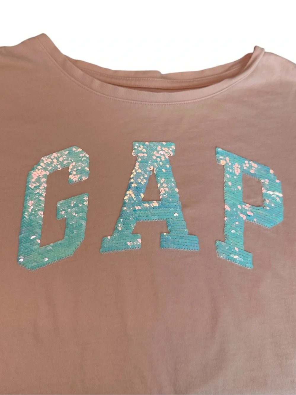 GAPKids Peach Sequins T-Shirt Yellow Jean Shorts Green Chino Girls Size 12